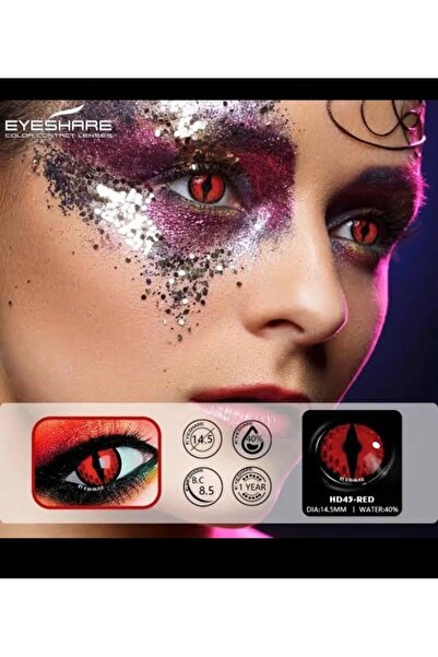 dermasuction Hd45 kırmızı ve siyah karışımı cosplay-hallowen parti lensi