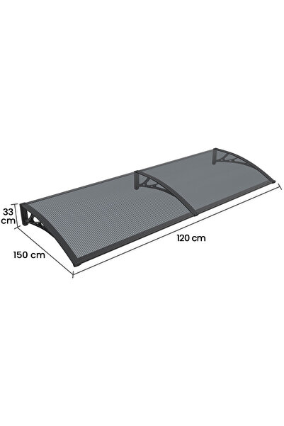 MAPROFI Copertina Usa Exterior PREMIUM, 120 x 150 cm, Placa Intreaga Antracit din Policarbonat 6 mm, Suporturi Negre din ABS