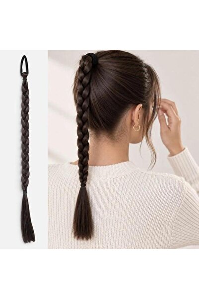 AVA Elastic cu Coada Impletita Saten Inchis 50cm - Extensie Par Sintetic