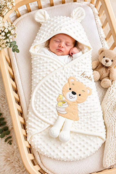MCT Baby Wear قماط لحديثي الولادة بنمط الحمص - غطاء رأس بآذان على شكل دب