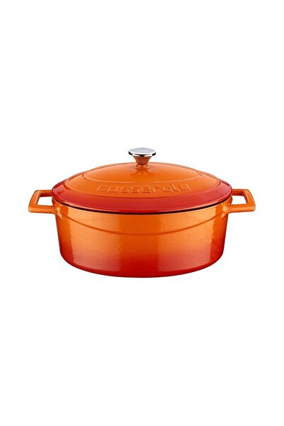Lava Oval cast iron saucepan, 27cm/3,9L, "Folk", Orange -