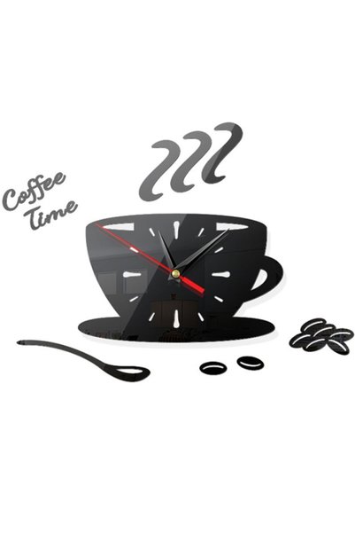 eR D L Ceas de perete Coffee Time, negru.