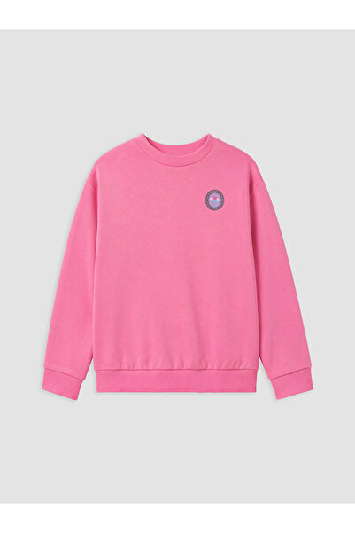 LC Waikiki Pink 2 Thread Printed Loose & Baggy Girls' Sweatshirt - W6K027Z1-G...