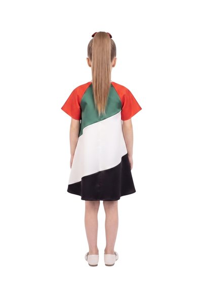 ddaniela Little Patriot UAE National Day Asymmetric Wave Satin Dress