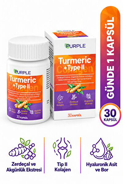 Purple Turmeric + Type 2 – Zerdeçal, Akgünlük, Tip 2 Kolajen, Hyaluronik Asit...