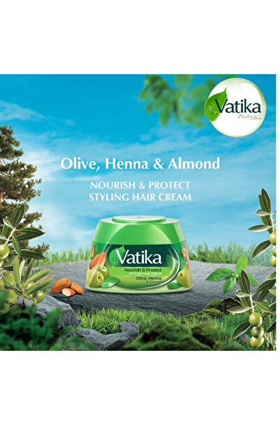 Vatika Naturals Nourish & Protect Styling Hair Cream 210 ml | Henna, Almond, ...