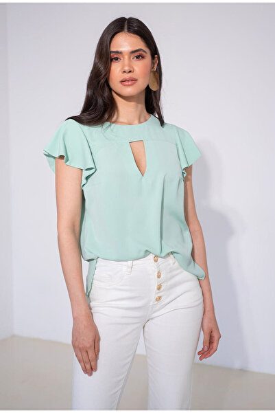 HERMOSA Bluză de damă Kendra cu decolteu în V, verde
