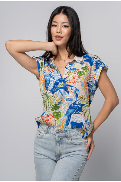 HERMOSA Cămașă de damă Kasiana cu mânecă lungă, albastră 2604610340736