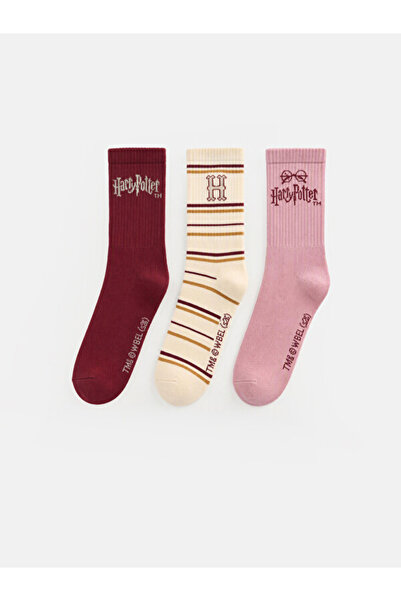 LC Waikiki Rmz Gi̇yi̇m Farkiyla Harry Potter Printed Women's Socks 3-Piece Set