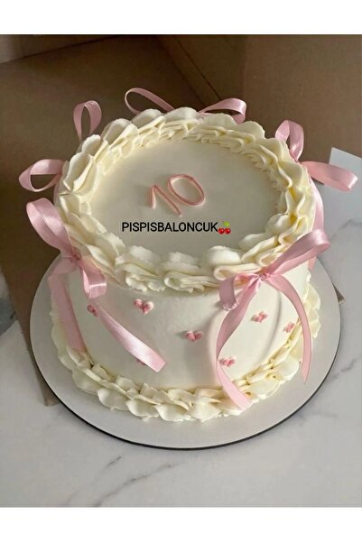 PISPISBALONCUK pasta kurdelesi pembe fiyonk uzun Pembe Saten Hazır Fiyonk 10m...