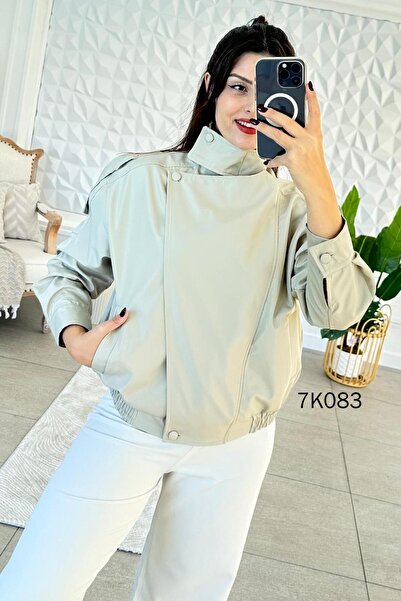 İnce Topuk Zippered Short Trench Coat 7K083