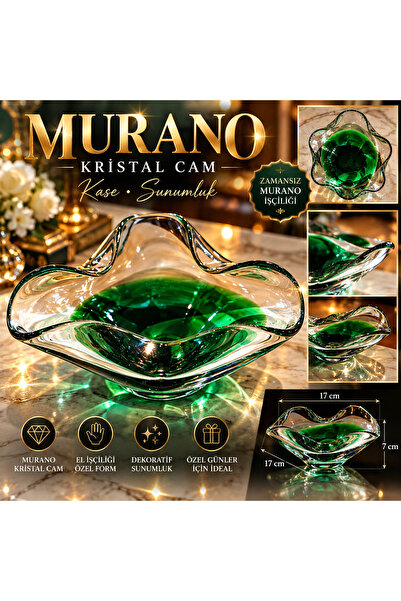 Atak Hediyelik Murano Kristal Cam Zümrüt Yeşili Dekoratif Kase Sunumluk – El ...