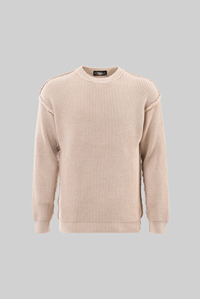 Machinist Men's Thessaloniki Knitted Dirty Stitching Crew Neck Oversize Knitw...