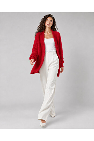 Noi Belis Soft Textured Open Front Midi Length Knitwear Cardigan Aw26Hi0010
