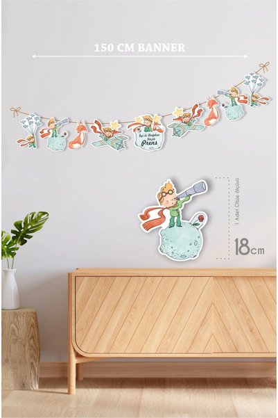 neşeli günlerim Küçük Prens Temalı Doğum Günü* Büyük Banner *Kalın Kağıt 150 cm