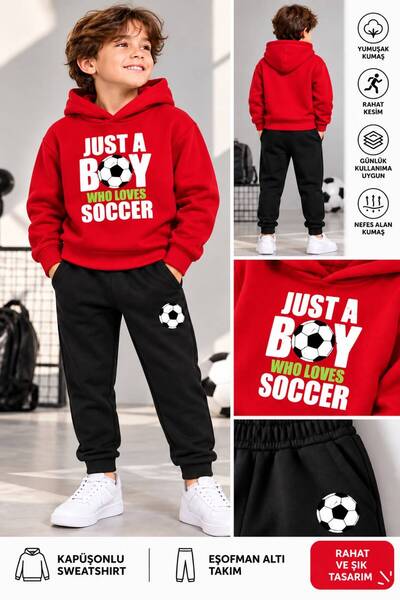 SİBELİZE Boys' Football Themed Hooded Tracksuit Set