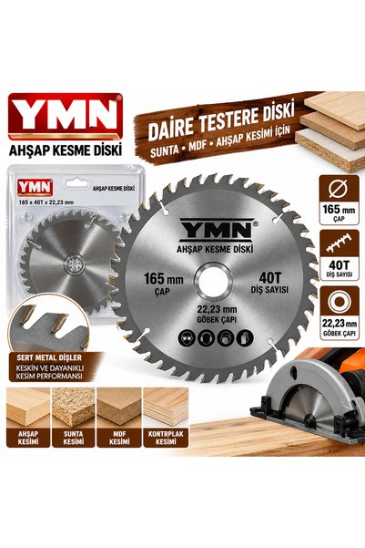 YMN Sunda Kesme Diski Daire Sunta Testeresi 165 X 40T X 22.23 mm Ahşap Kesme ...