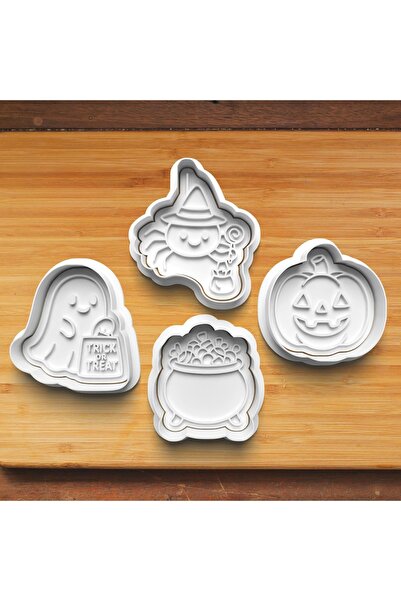 Hobist Halloween 2027 Trick or Treat Set of 4 Cookie and Candy Dough Molds