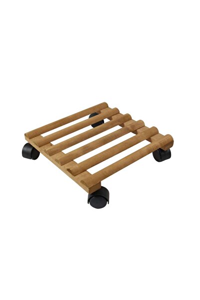 OEM Βάση γλάστρας, κινητή, τετράγωνη, δρυός, 28 x 28 εκ.
