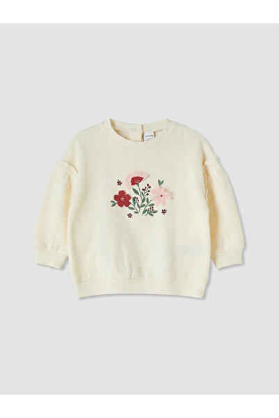 LC Waikiki Lcw Baby Ecru Embroidered Baby Girl Sweatshirt - W64015Z1-Fdl |   Lcw