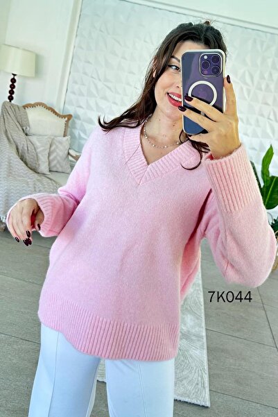 İnce Topuk V-Neck Knitwear Blouse 7K044