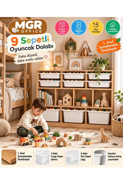 Mgr Office ZUZU 9 Sepetli Oyuncak Dolabı 3 Large 6 Dar Sepetli Çocuk Odası Dü...