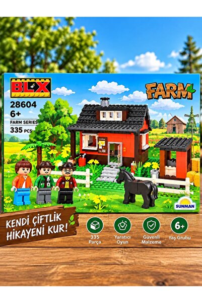 Sunman BLX Çiftlik Evi Yapı Blokları 335 Parça Lego Uyumlu Çiftlik Seti 6+ Yaş