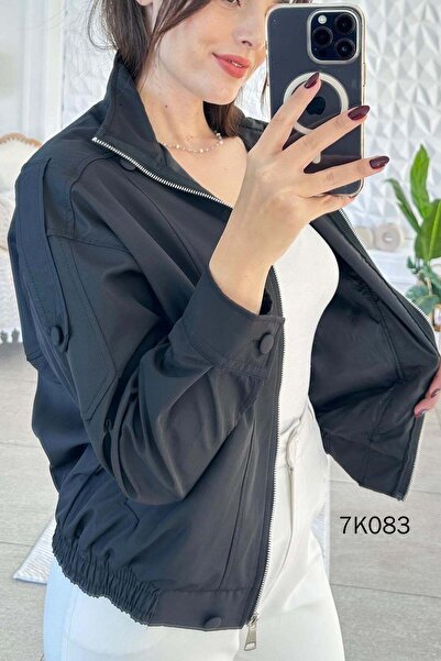 İnce Topuk Zippered Short Trench Coat 7K083