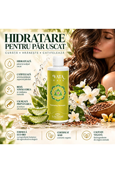 Lakshmi Sampon hidratant pentru par uscat si scalp uscat Vata Hair 200 ml, cu...