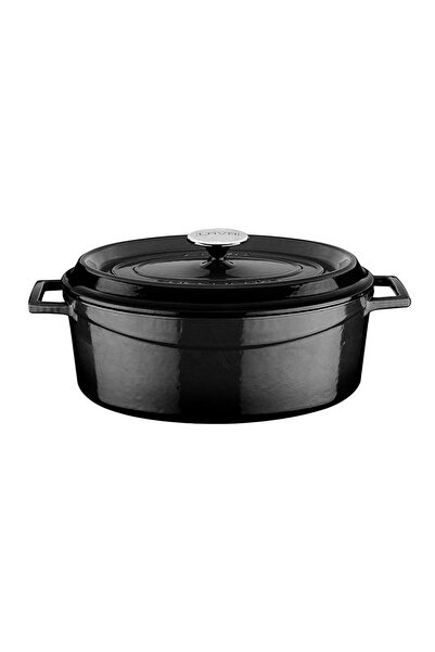 Lava Oval saucepan, cast iron, 31cm/5.47L, "Trendy", Black -