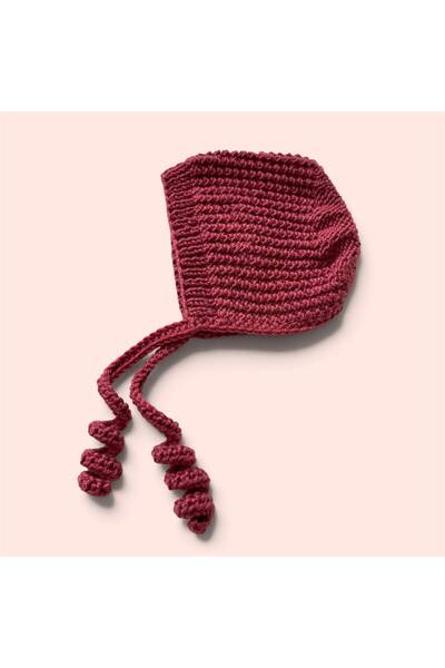 The Cloudish Shop El Örgüsü Laura Lora Bebek Beresi Şapka Bonnet KOYU PEMBE 0...