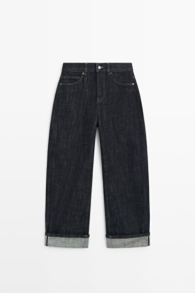 Massimo Dutti Katlanmış paçalı yüksek bel barrel fit jean