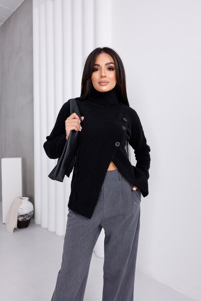 For Angels Pulover cu nasturi cu guler rotit