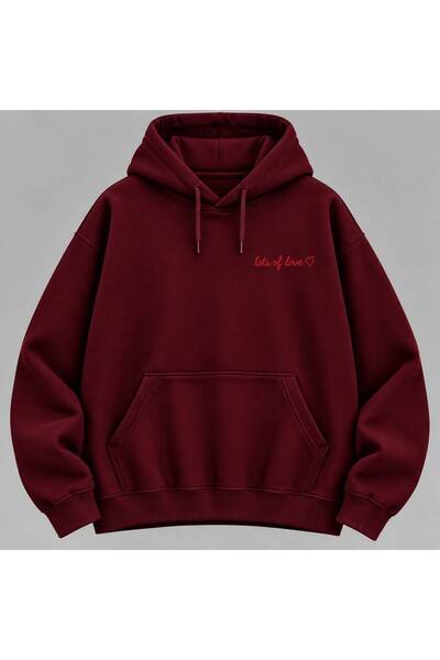 Kapüşonlu Baskılı Kanguru Cepli Rahat Kesim Oversize Sweatshirt