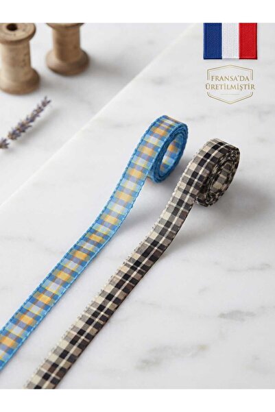 Fransız Ekose Şerit / Özel Gün Süsleme Şeridi / Dikiş Kapama Şeridi - 10mm - 3'er Metre