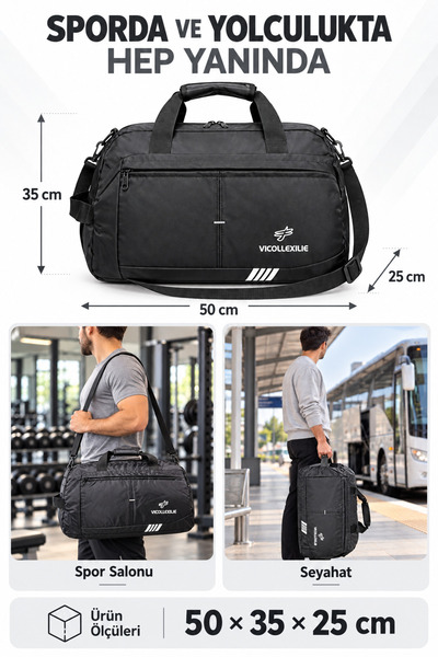 CAKARD Unisex Large Size Sports and Travel Bag – Large Volume Fitness Bag with Shoulder Strap 50×35×25 cm