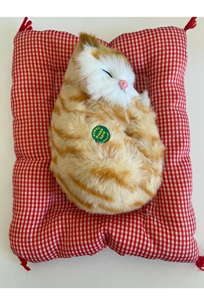 MİNDERİNDE UYUYAN SESLİ OYUNCAK KEDİ