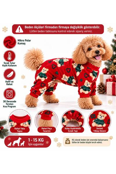 DOGİ&DOG Küçük Irk Green Bear Köpek Tulumu Köpek Kıyafeti (1-10KG)