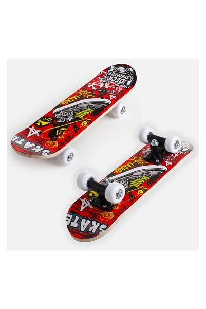OEM Skateboard Roșu 43x12,5 cm, Design Graffiti Tip Pantof, Bază Antiderapant...