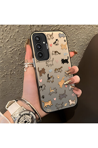 PATTERNOVA Samsung Galaxy S23 FE Uyumlu Basit Çizim Farklı Pozlarda Kediler K...