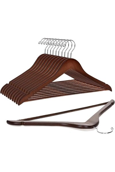 Quality Hangers شماعات خشبية عالية الجودة - مجموعة شماعات منحنية قليلاً - شما...