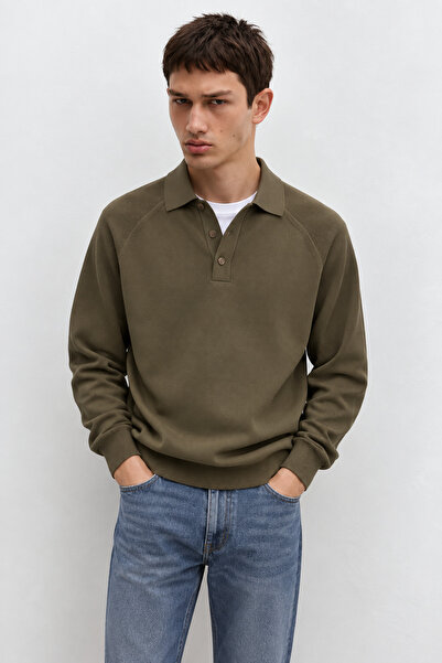 Manche Polo Collar Buttoned Men's Knit Sweater |   Mew5111328-1