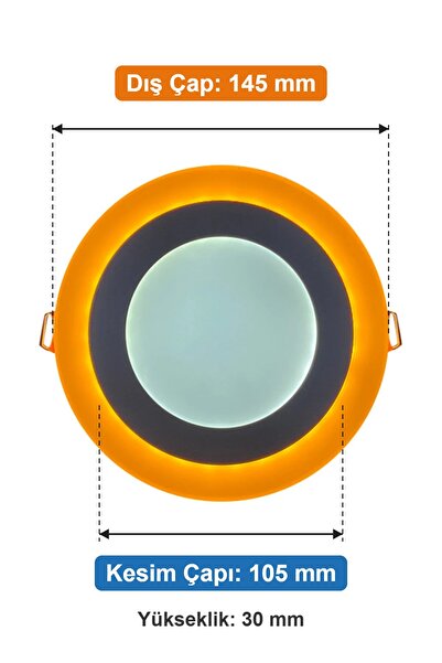 10EN Amber Beyaz Slim Led Panel 3+3 Watt Çift Renkli Sıva Altı Yuvarlak Led Panel