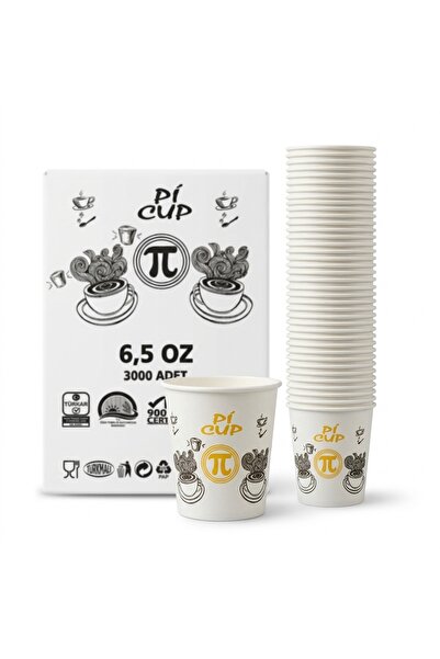 Pi Cup 6.5 oz Desenli Karton Bardak 3000 Adet (60 Paket x 50'li Rulo) Çay Kahve Bardağı