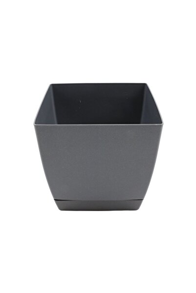 OEM Coubi plastic pot, with saucer, graphite, D 15.5 cm