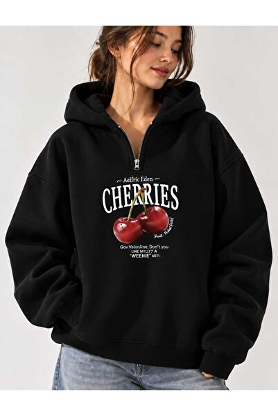 COHERENT Hanorac unisex pentru bărbați/femei CHERRIES, colorat, cu imprimeu p...