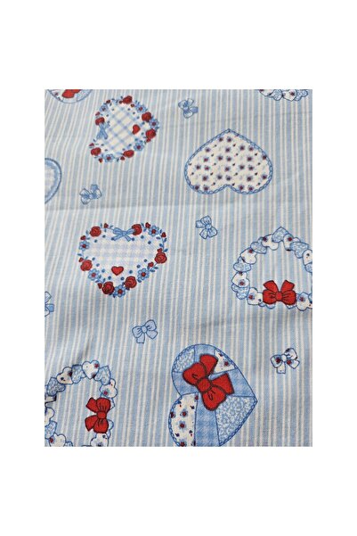 Tyana Accesorii Bumbac percal imprimat, lățime 150 cm, albastru cu inimioare