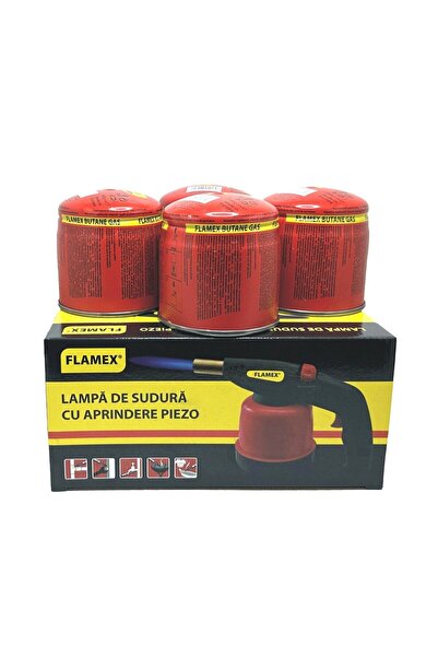 OEM Φλόγιστρο αερίου, Flamex, με πιεζοηλεκτρική ανάφλεξη και 4 φιάλες αερίου,...