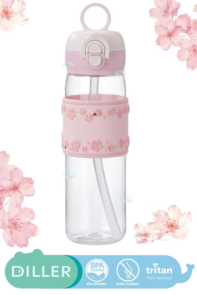 DILLER 520ml New Fruits Series Silicone Fruit Pattern Body with Handle and St...