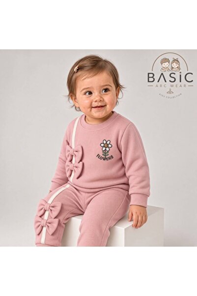 Kız Bebe Takım Sweatshirt ve Alt Fiyonklu Takım